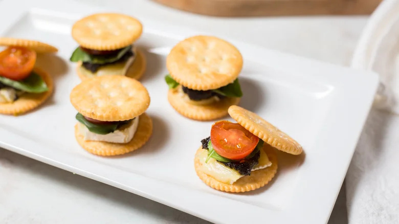 Plate of Brie crackers