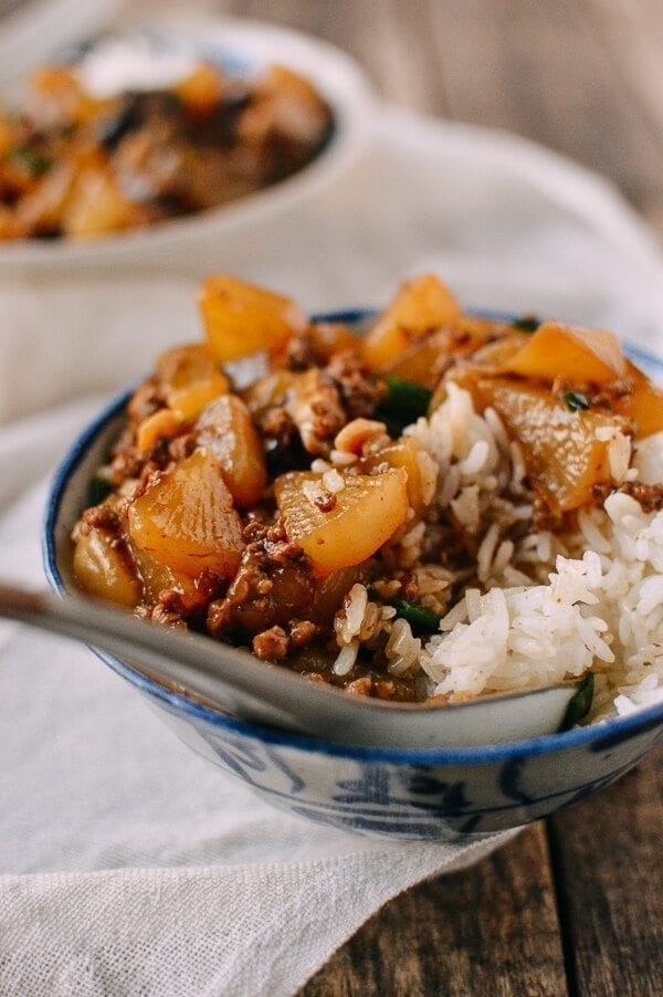 Braised Turnip Rice Bowls, by thewoksoflife.com