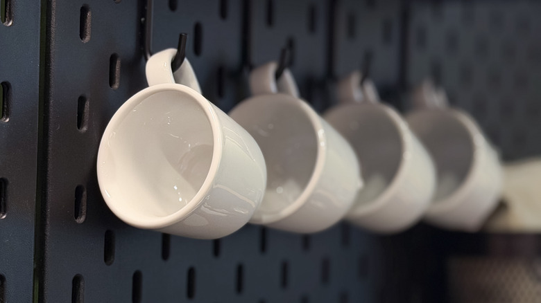 Pegboard mug organizer wall