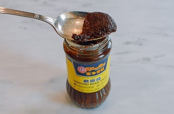 Spoonful of ground bean sauce, thewoksoflife.com