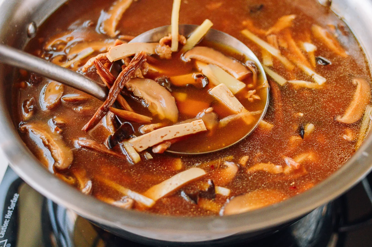 Making hot and sour soup, thewoksoflife.com
