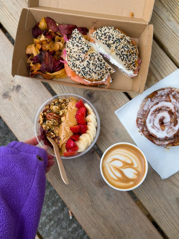 A photo of coffee and pastries from Fetch cafe