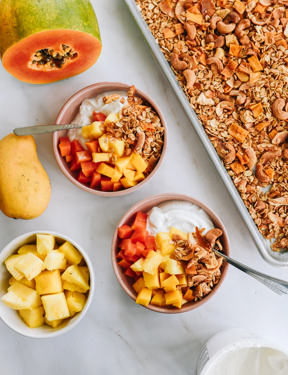 tropical granola with fresh fruit