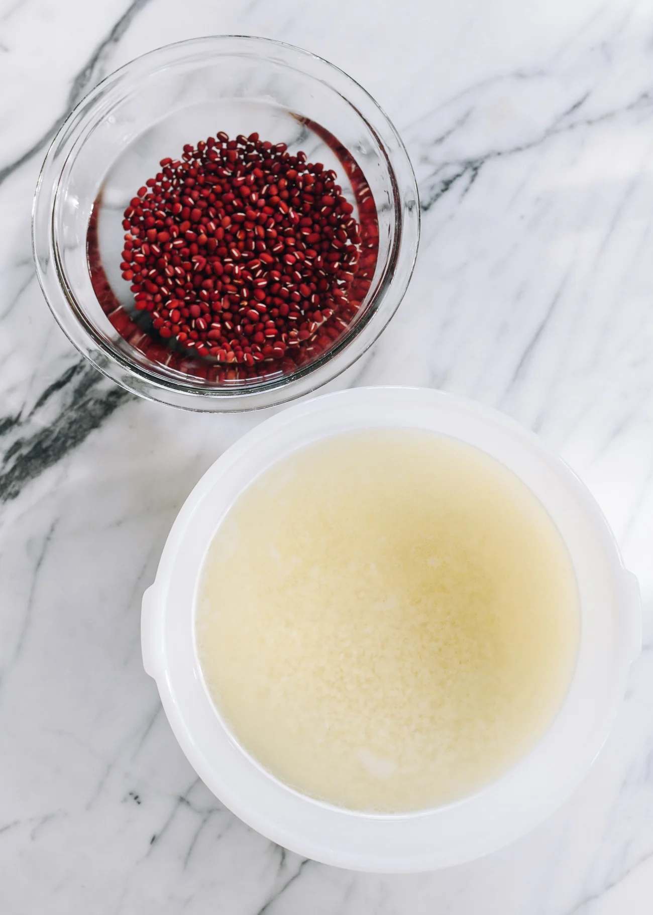 soaking beans and sticky rice