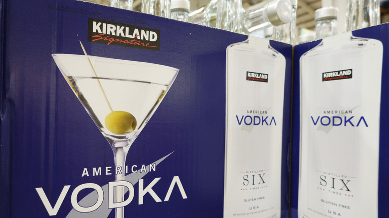 Kirkland Signature American Vodka boxes at Costco