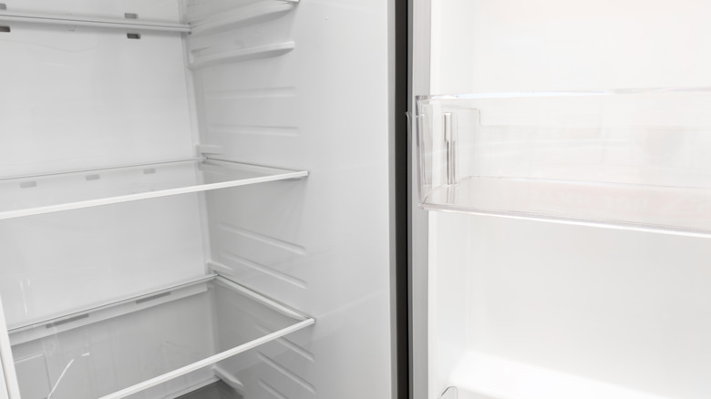 Empty open refrigerator
