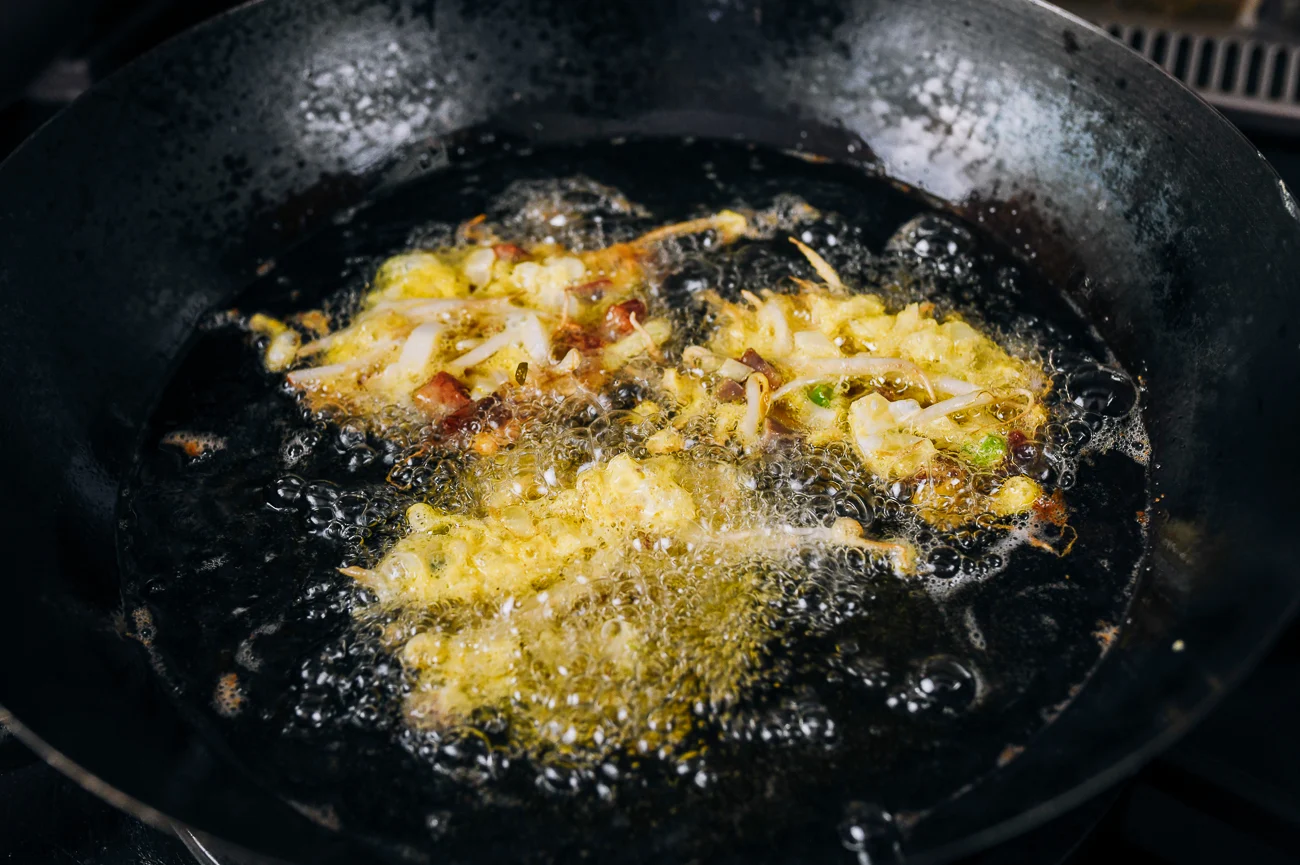 frying pork egg foo young