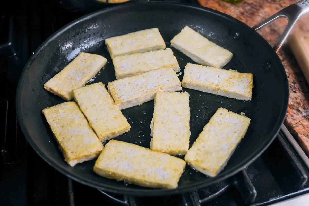 pan-fried cornstarch crusted tofu