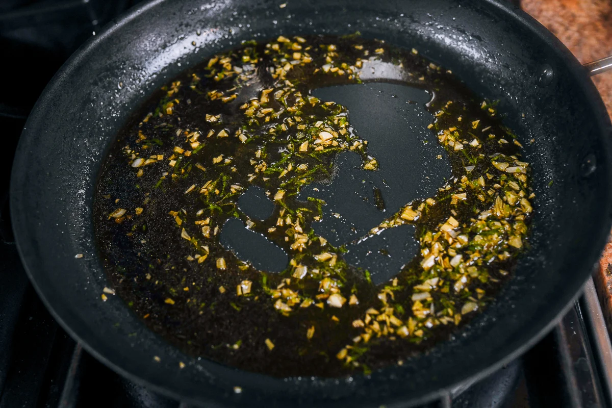 cooking sauce in pan