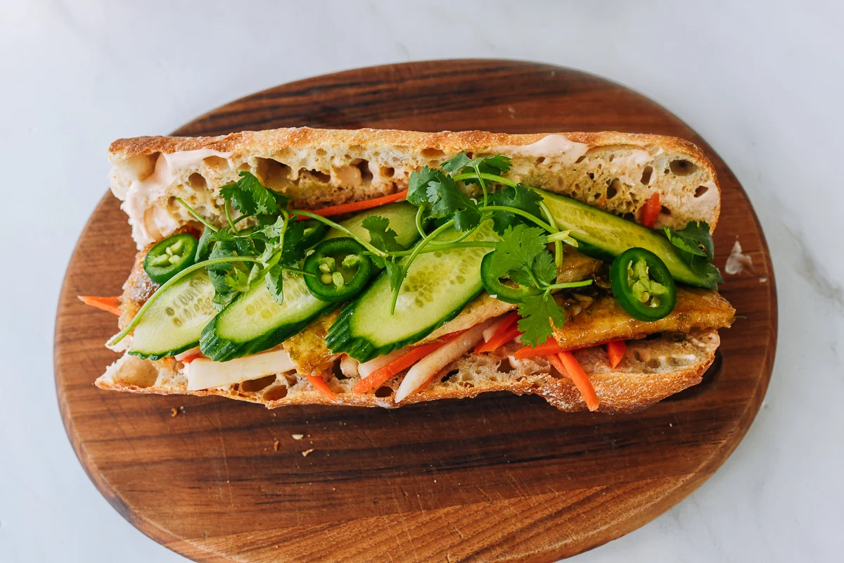 assembled tofu banh mi