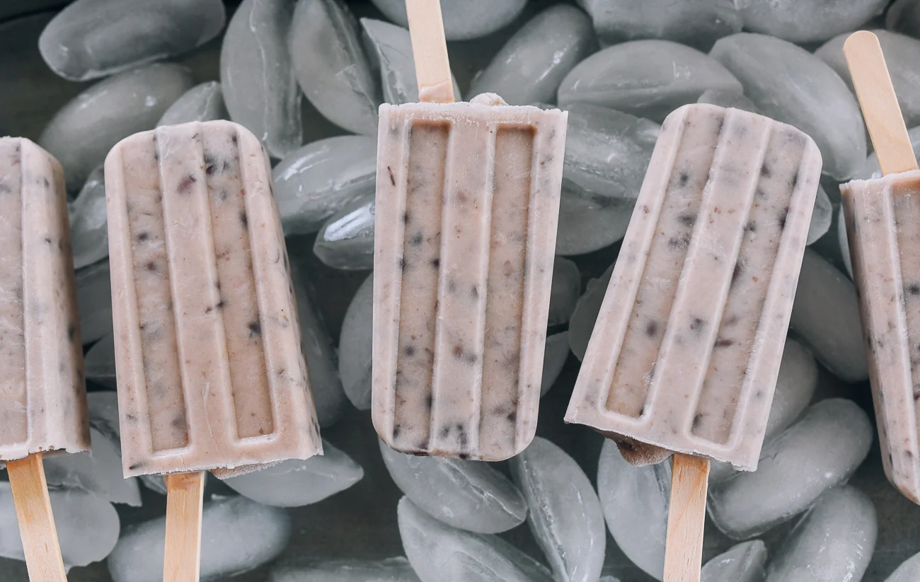red bean popsicles on ice