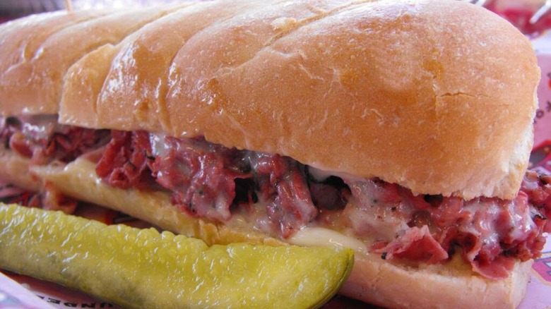 New York Steamer sub with pickle spear