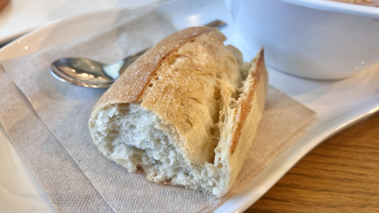 Close up of a baguette piece