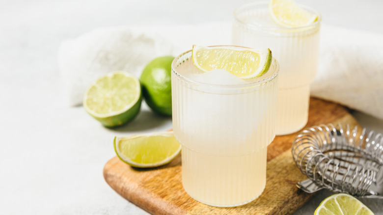 Lime spritz on wooden board