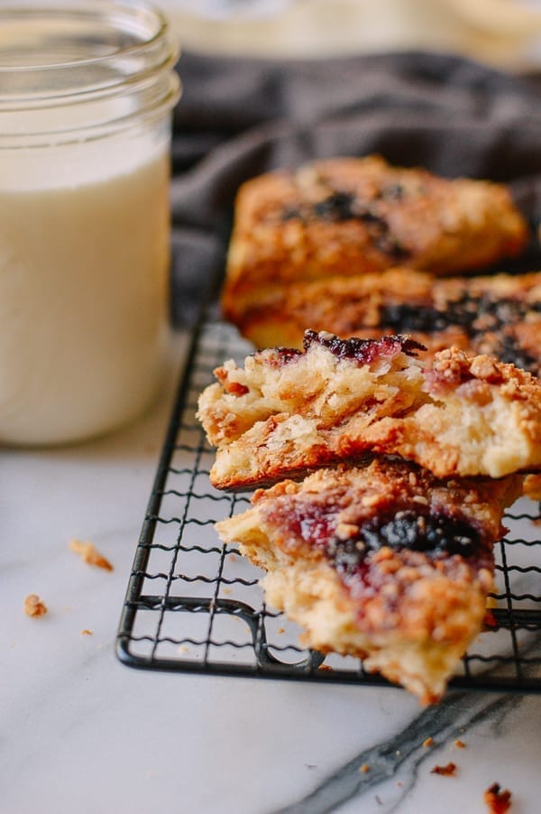 Peanut Butter and Jelly Scones, by thewoksoflife.com