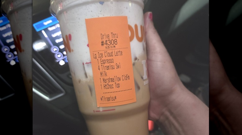 Dunkin' coffee cup drink label