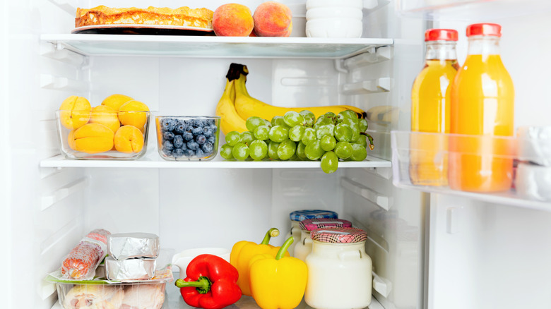 The inside of a fridge