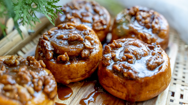 Homemade caramel pecan rolls