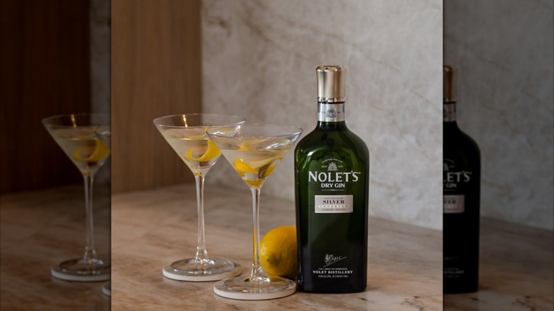 bottle of nolet's silver gin and lemon