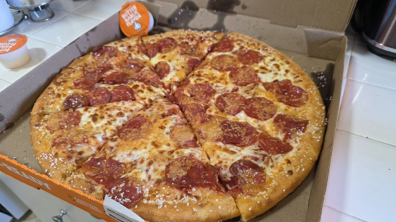 Little Caesars pizza with pretzel crust