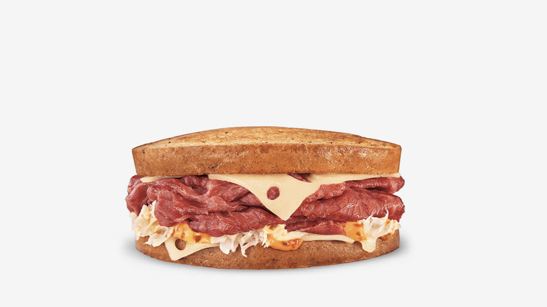 Culver's Reuben sandwich on background