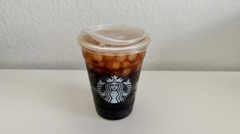 Red Eye Coffee in a clear plastic cup