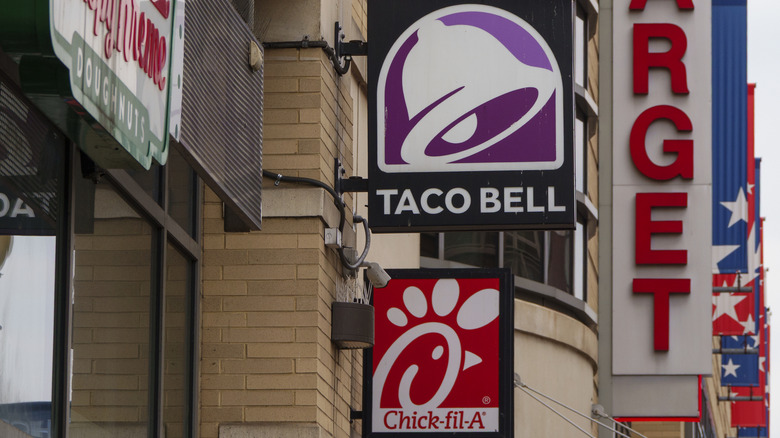 Sign for Taco Bell and Chick-fil-A