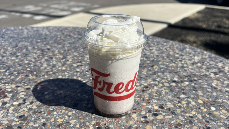 Freddy's Oreo Double Trouble Concrete on an outside table
