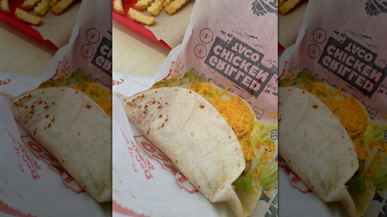 Del Taco Grilled Chicken Taco on wrapper