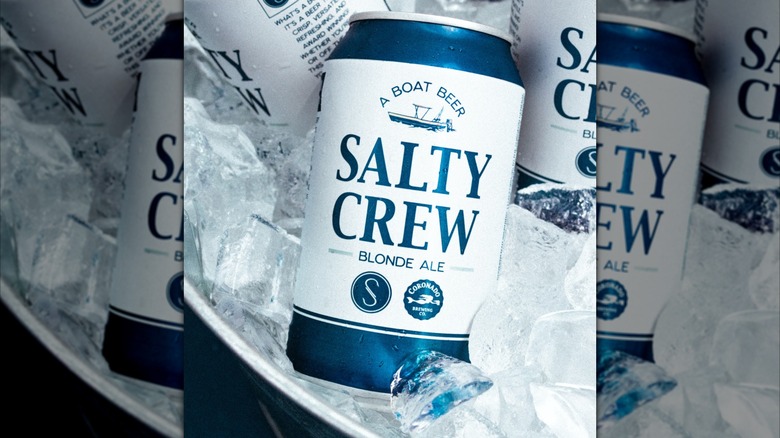 Can of Salty Crew Blonde Ale in a bucket of ice