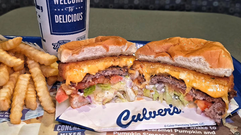 The CurderBurger meal from Culver's on a tray
