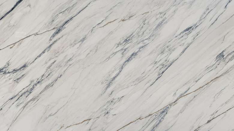 white quartzite with gray veins, close up