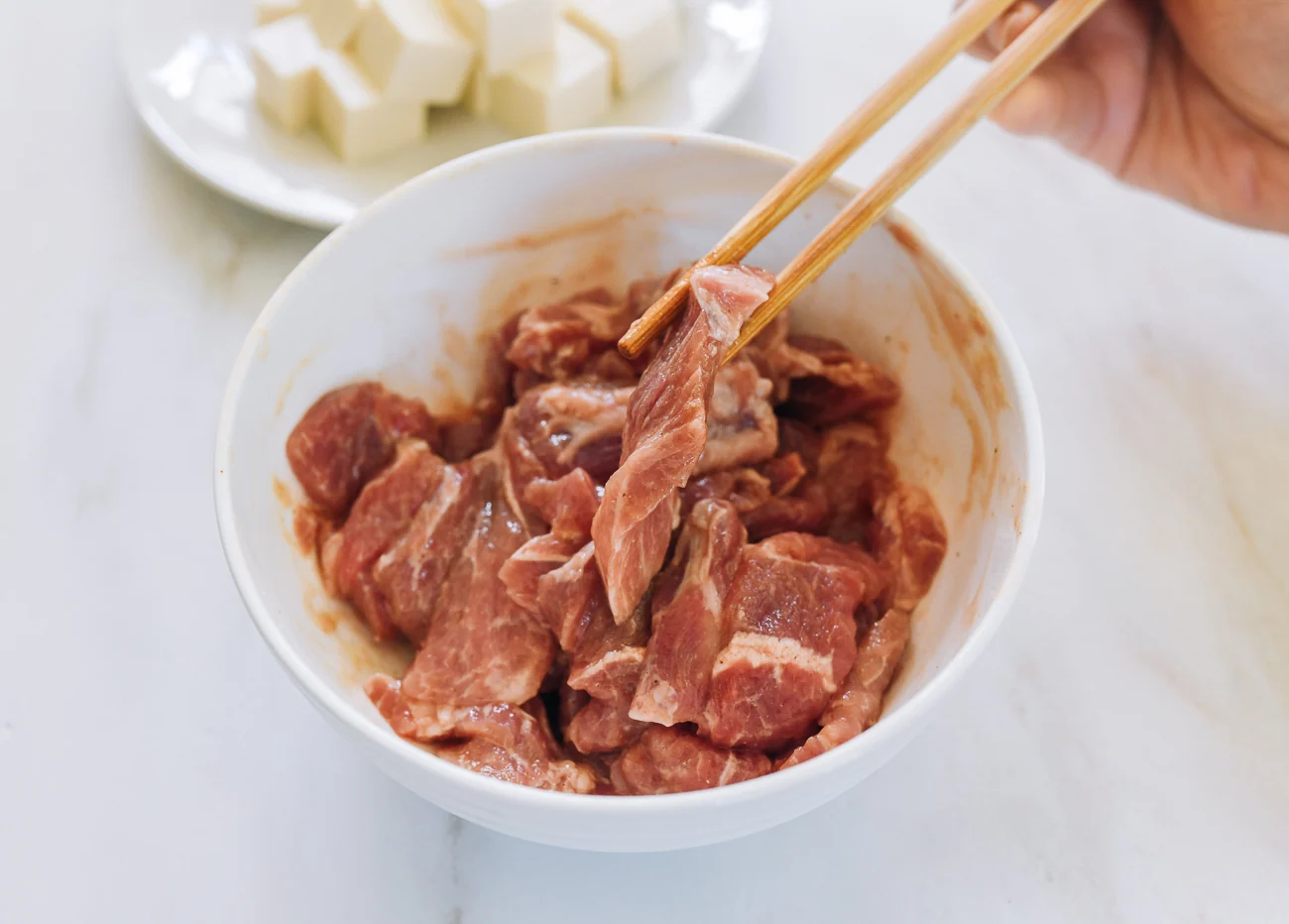sliced marinated pork