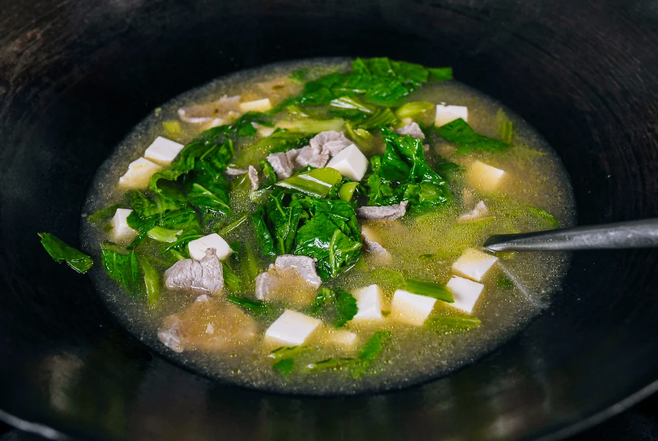 chinese mustard green soup recipe with pork and tofu
