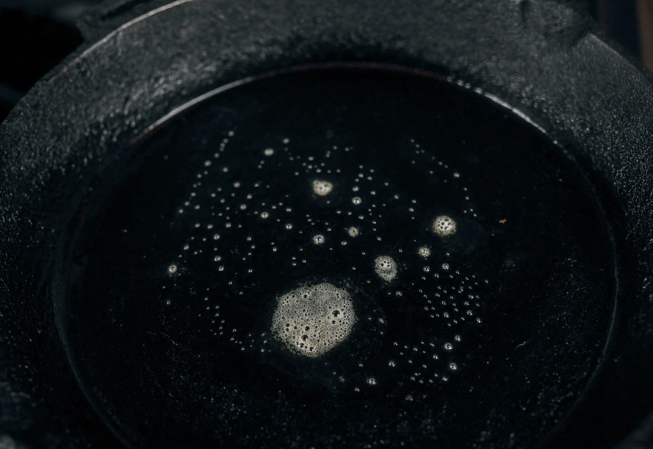 buttered cast iron skillet