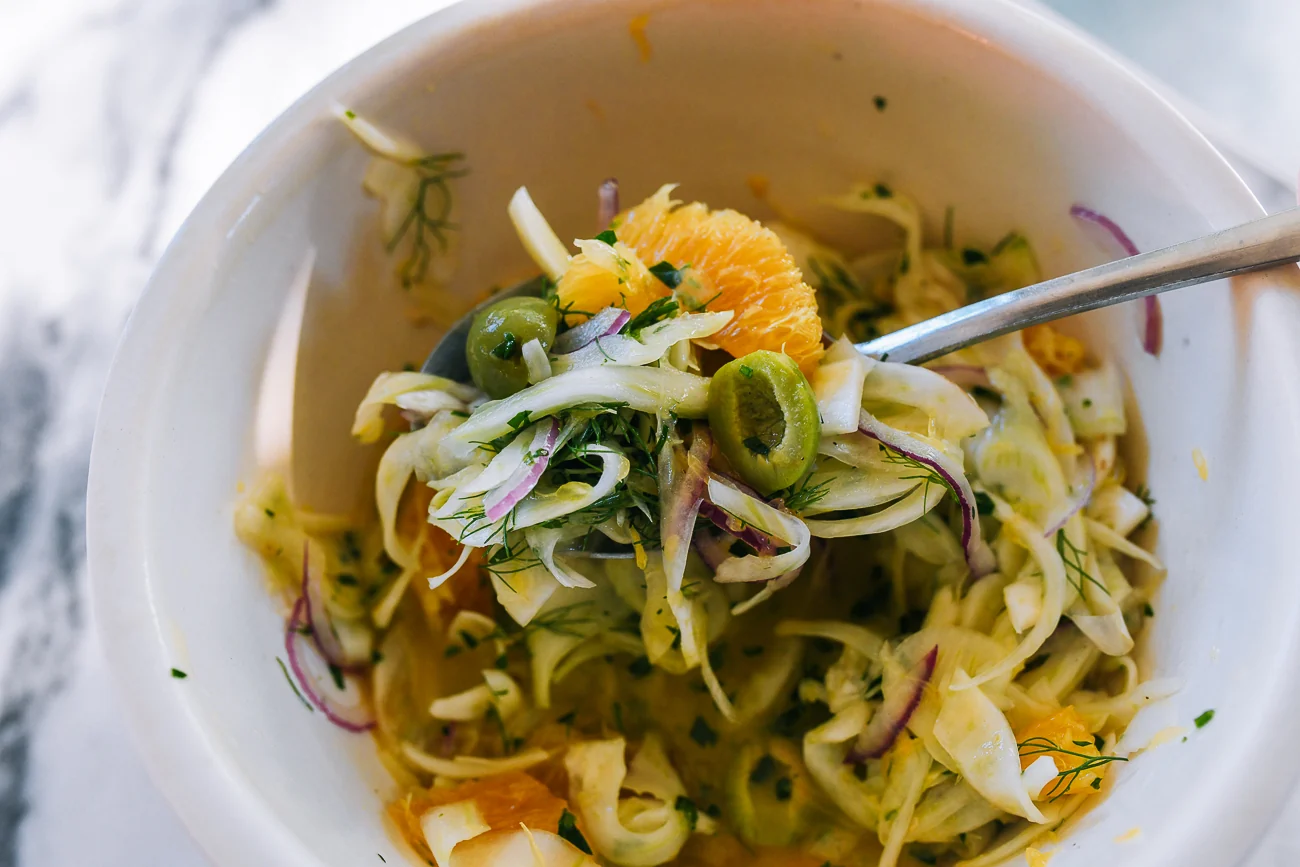 fennel and orange salad with castelvetrano olives