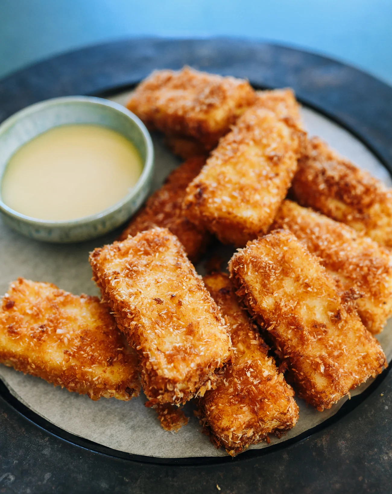 Fried Milk with Sweetened condensed milk for dipping