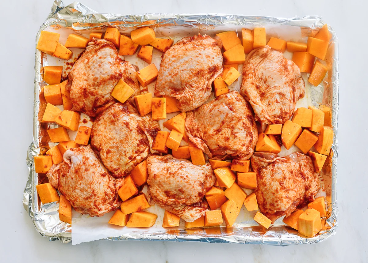 thai red curry paste honey marinade on chicken thighs