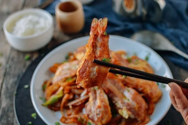 Butterfly shrimp with bacon, thewoksoflife.com