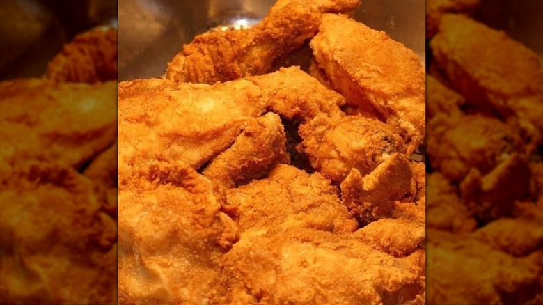 Close-up of crispy fried chicken pieces