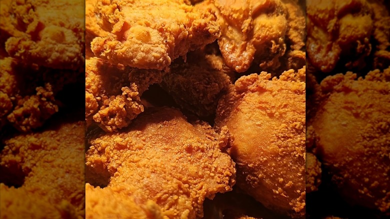 Close-up of fried chicken pieces