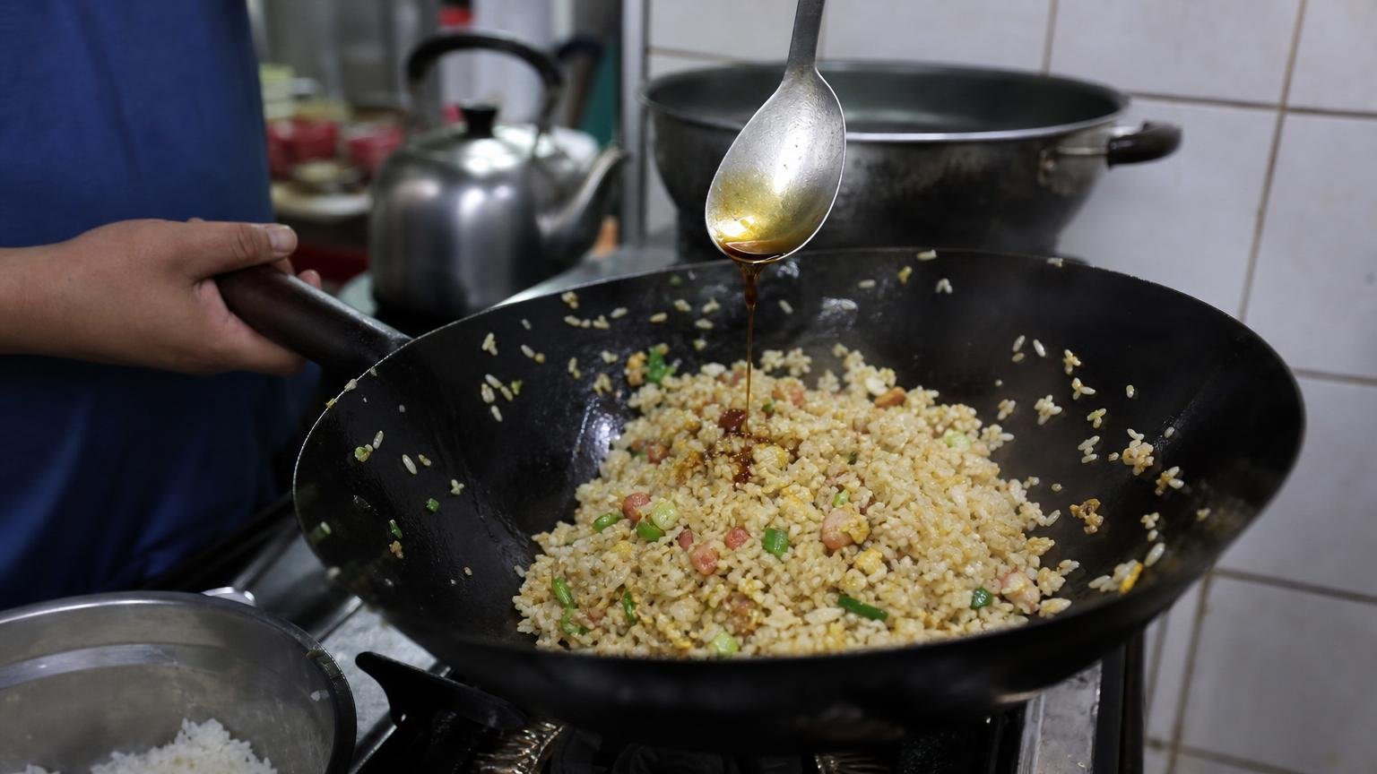 我在蛋炒飯起鍋前淋了一小匙醬油膏：家人吃完都以為是外面買的